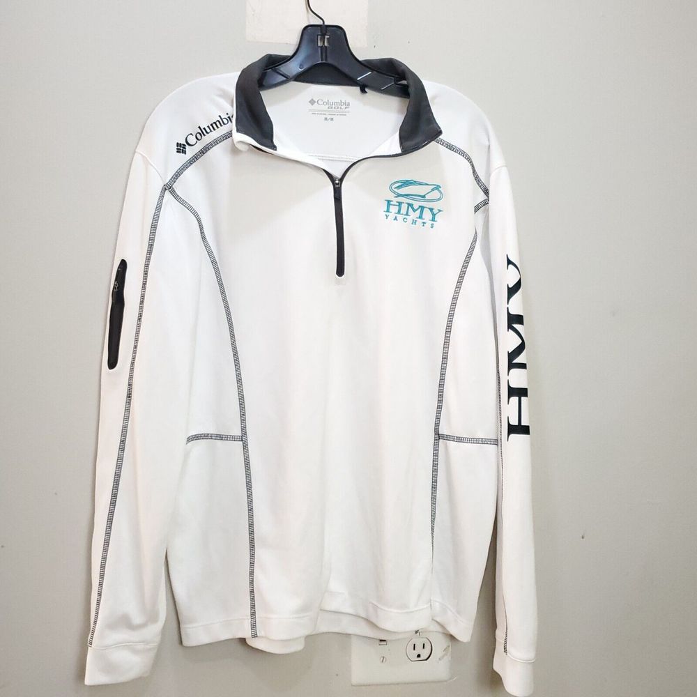 Columbia Golf Sweatshirt Mens Size M 1/4 Zip White Hiking Stretch Performance‎